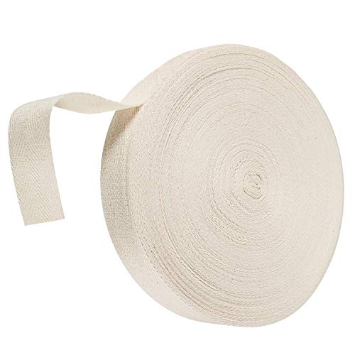 Abbaoww 55 Yards Twill Tape Ribbon 1 Inch 100% Cotton Herringbone Webbing Tape Sewing Twill Ribbon for DIY Crafts Sewing, Natural - Image 1