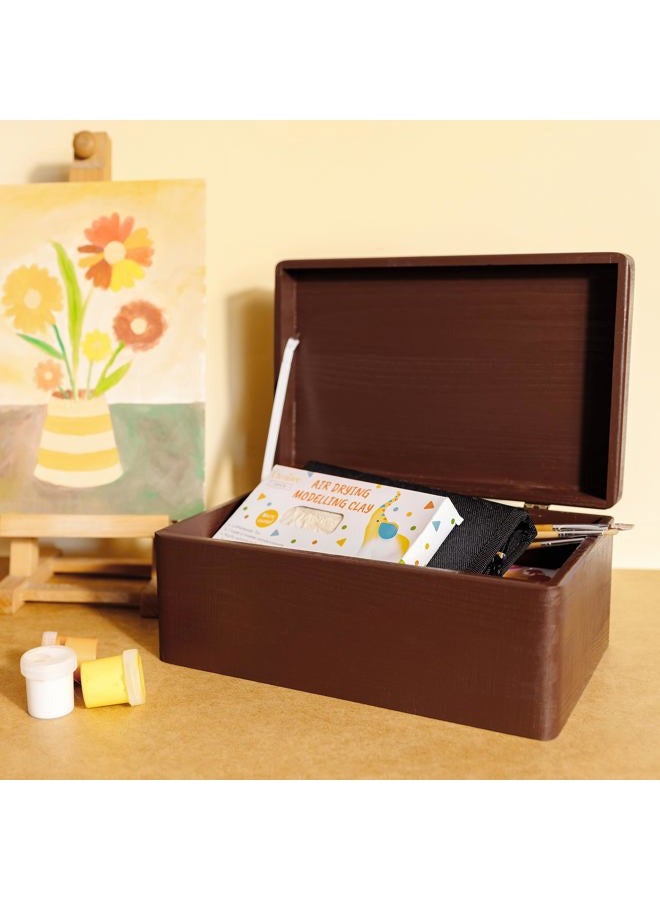 Creative Deco Large Brown Wooden Box Storage with Hinged Lid | 11.8 x 7.87 x 5.51 inches (+-0.5) | Gift Box for Tool Dog Toy Shoes Clothes Kitchen Storage | Wood Keepsake Chest - Image 2