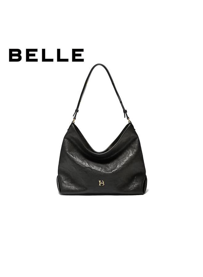 Belle Women's Time Vegetable Tanned Hobo Bag Gift Vintage Crossbody Tote Bag 2067acx5 Black - Image 1