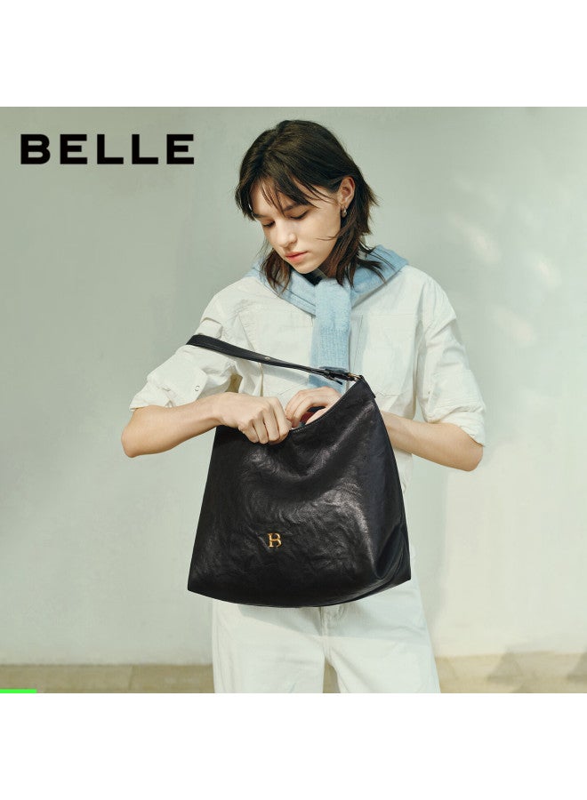 Belle Women's Time Vegetable Tanned Hobo Bag Gift Vintage Crossbody Tote Bag 2067acx5 Black - Image 2