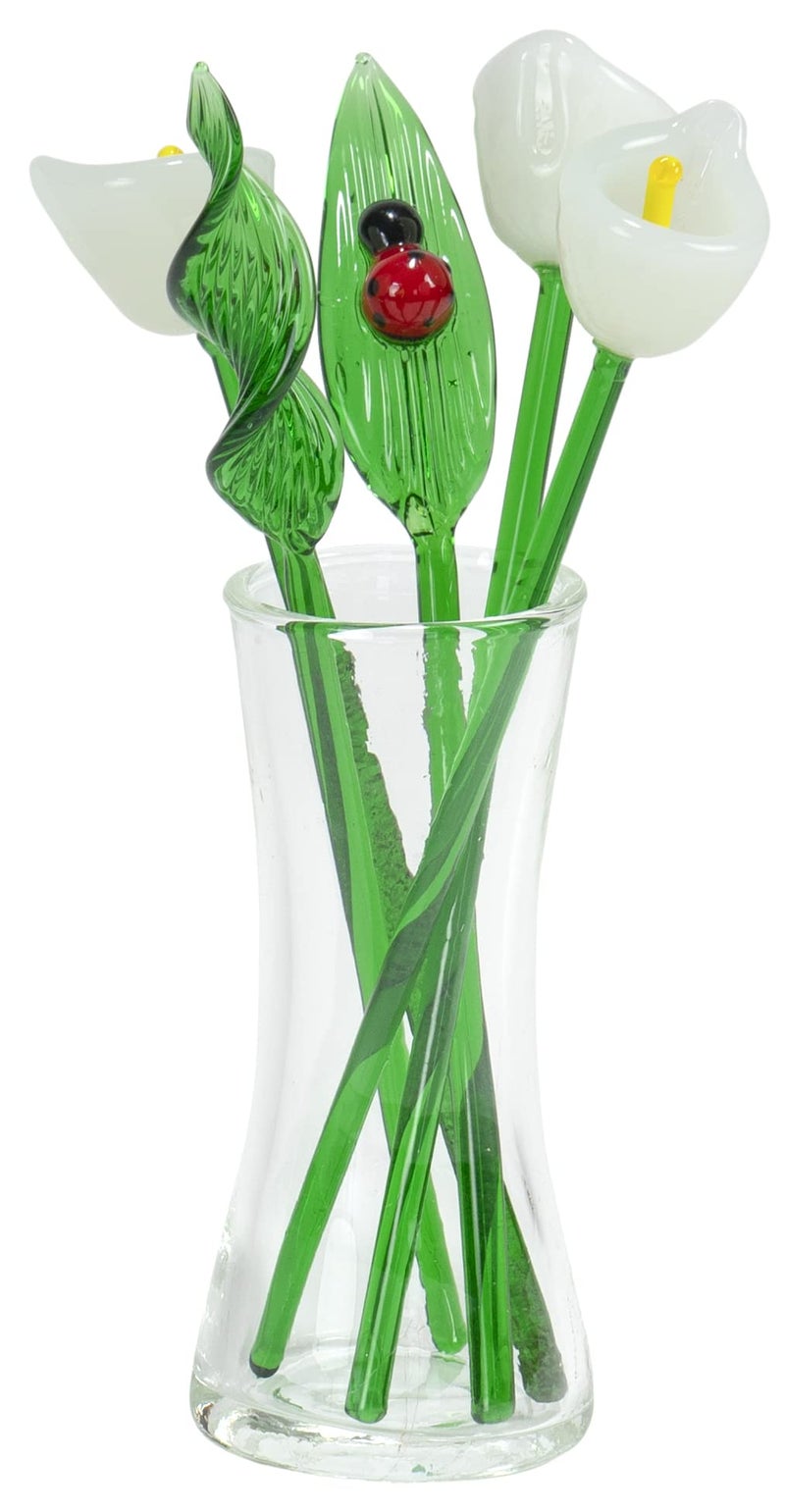 Red Co. Decorative Glass Lovely Flower Bouquet with Vase, Gift Boxed â€“ White Calla Lilies - Image 4