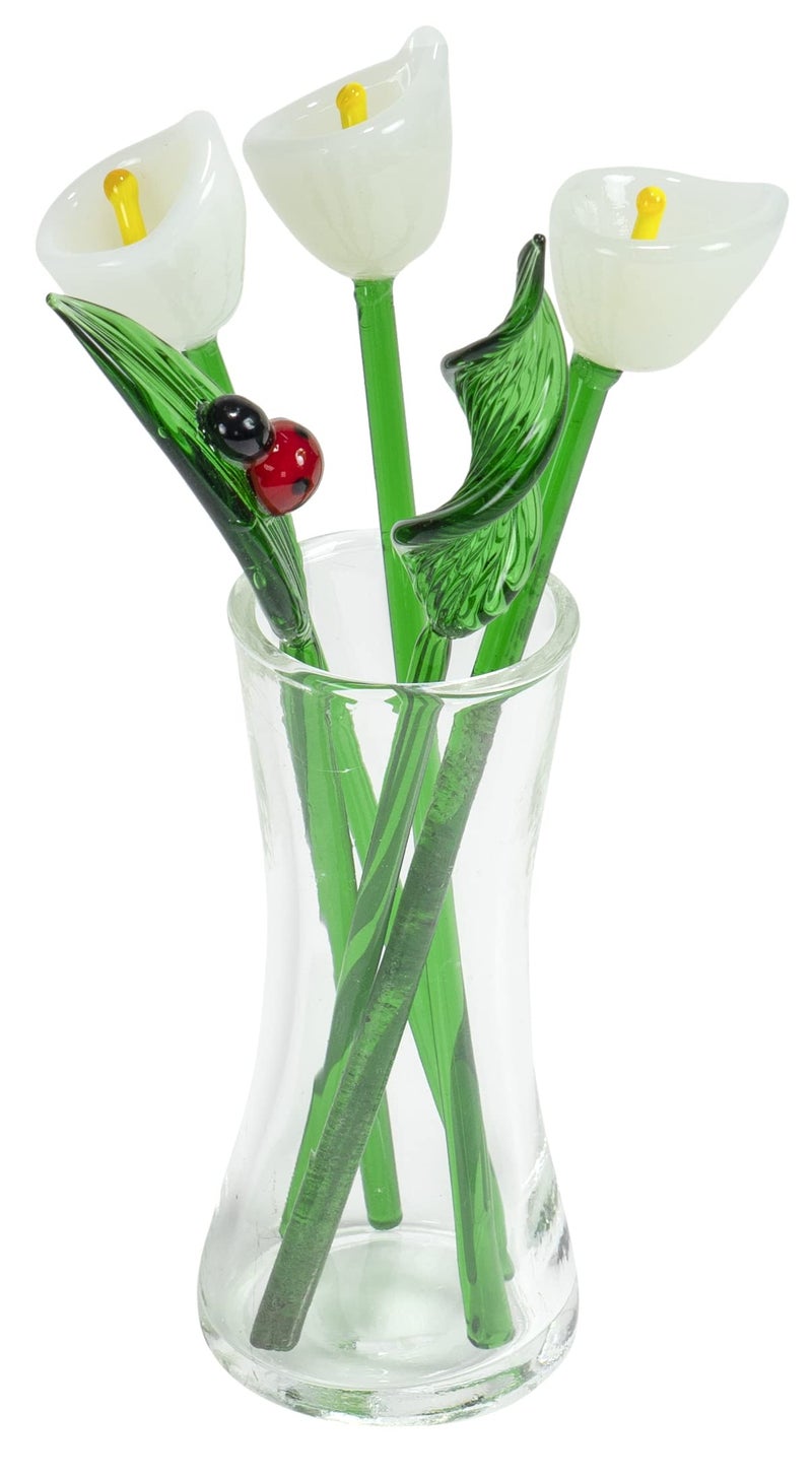 Red Co. Decorative Glass Lovely Flower Bouquet with Vase, Gift Boxed â€“ White Calla Lilies - Image 1