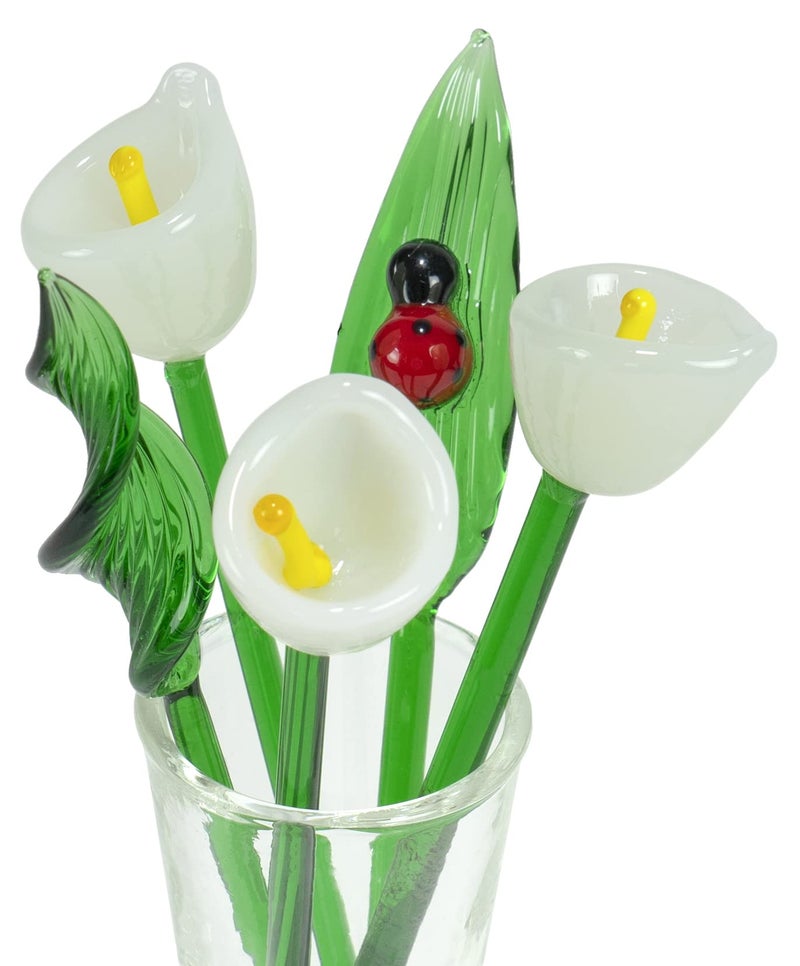 Red Co. Decorative Glass Lovely Flower Bouquet with Vase, Gift Boxed â€“ White Calla Lilies - Image 3