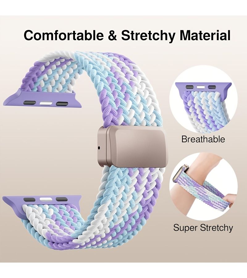2 Pcs Sports Strap Set 2025 New Color Blocking Magnetic Strap Compatible With Apple Watch 38 40 41 42mm S10 S11 Elastic Breathable Sports Strap Perfect Gift For Friends - Image 3