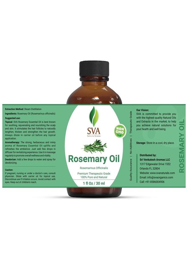 SVA Organics SVA Organics Rosemary Essential Oil 1 Oz Pure & Natural for Skin, Face, Hair Care, Aromatherapy, Diffuser, Hair Growth, Conditioner - Image 2