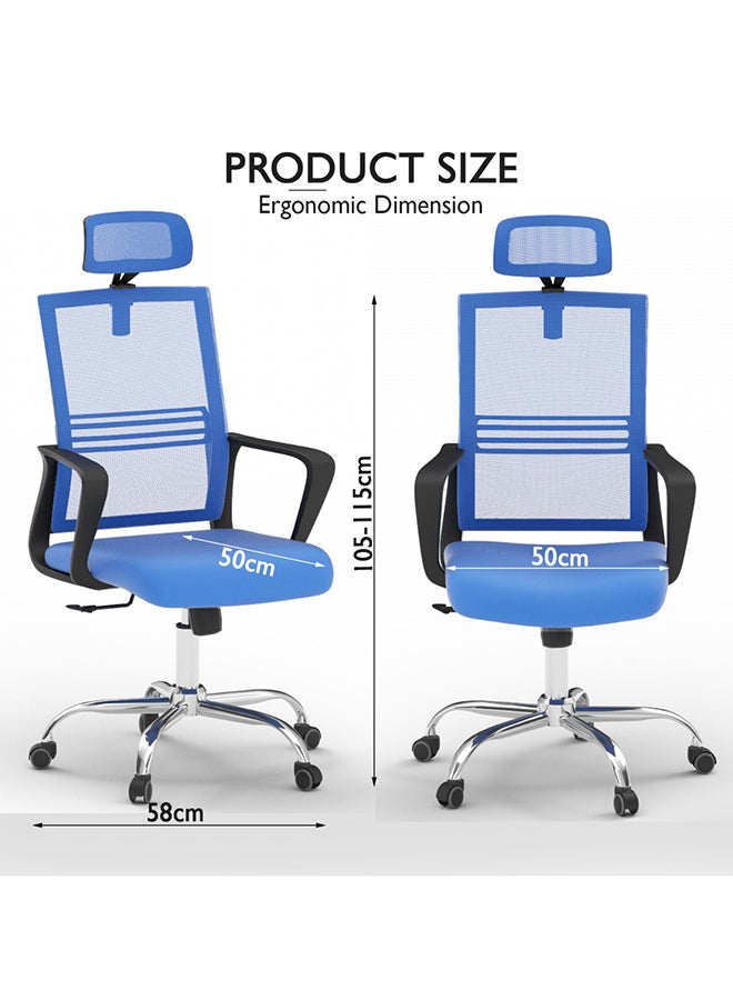 Mahmayi Mahmayi Sleekline 690033 Task Chair Blue Mesh with Headrest  - Image 3