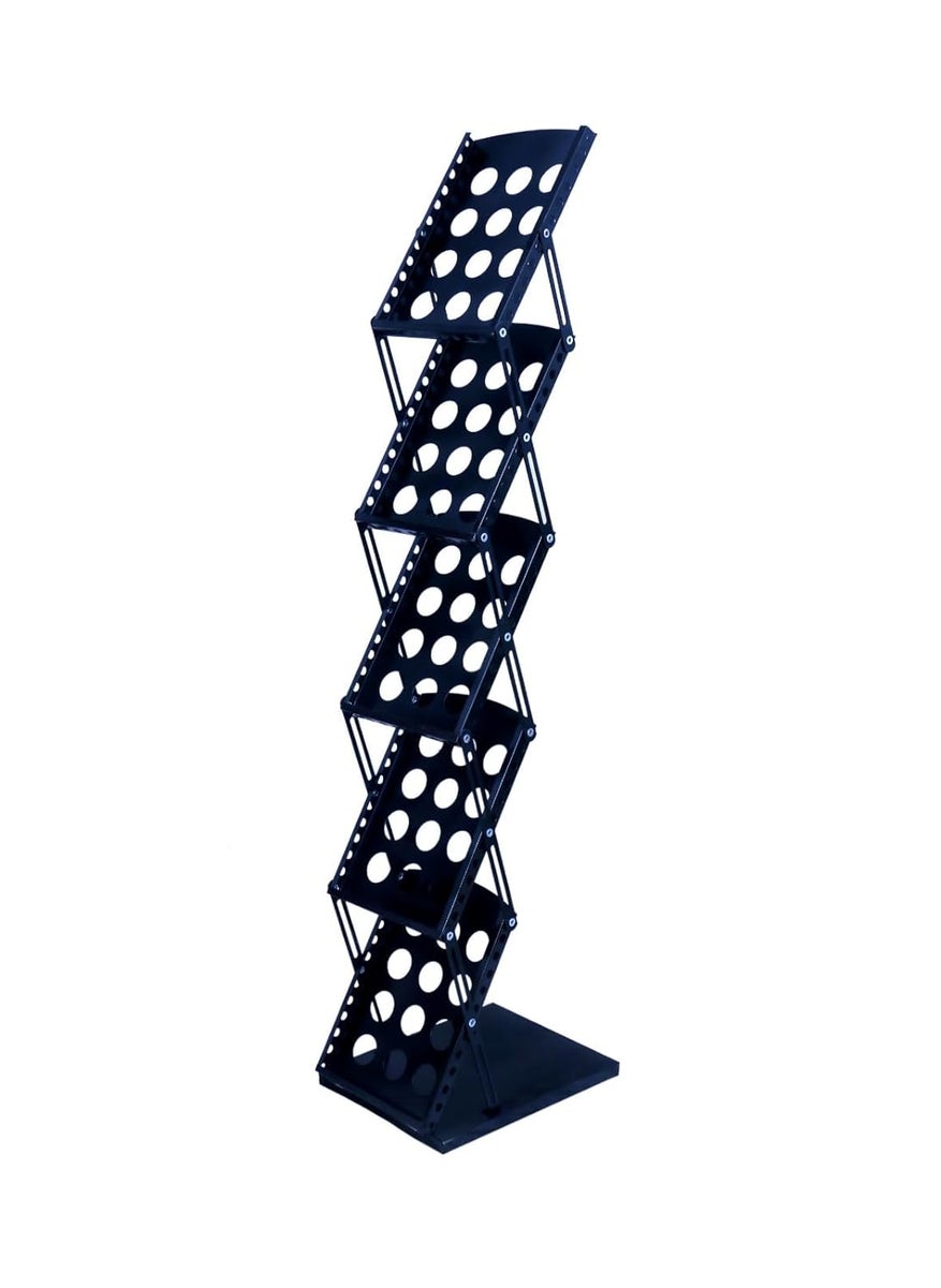 SWEET BABU SWEET BABU JAISHTEC A4 iron Portable Freestanding Magazine Rack Metal Zigzag CatalogueMagazineLiterature Stand RackBlack  - Image 2