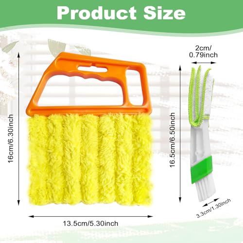 HAOHOMIO 4Pcs Blind Cleaner Duster Tool Set with 7-Finger & 3-Finger Brushes，Washable Multi-Surface Dusting Kit for Wood Blinds, Venetian Blinds, AC Vents, Car Vents, Shutters & Fans (Orange+Blue) - Image 2