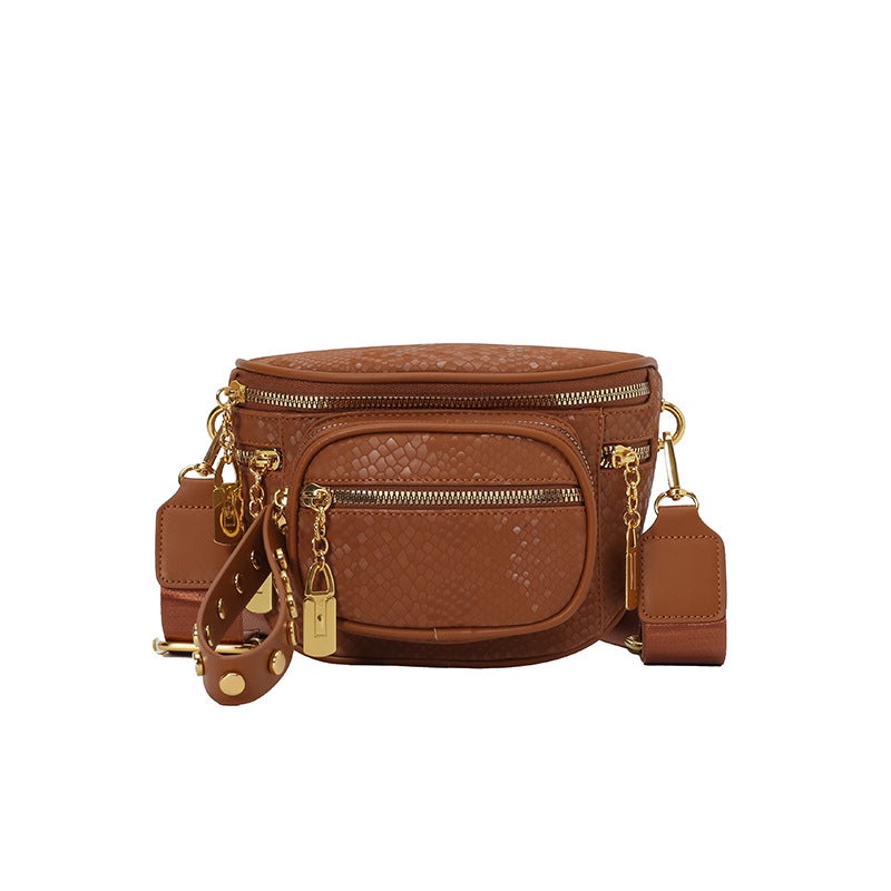 Women'S New Bag With Python Pattern, Trendy Snake Print Chest Bag, Vintage Single Shoulder Crossbody Bag - Image 1