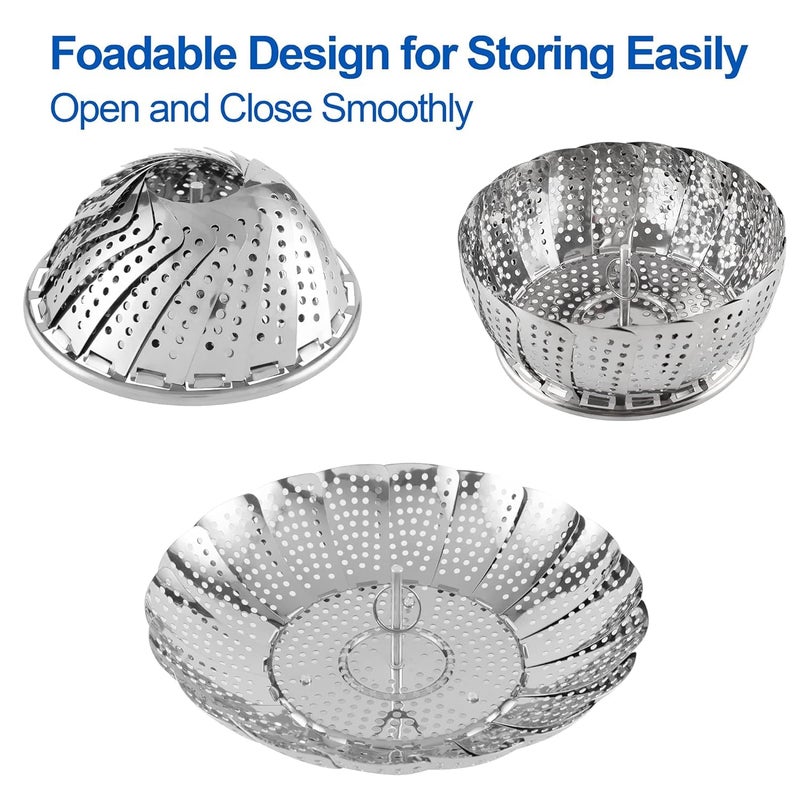 Vegetable Steamer Basket, Folding Steamer to Fits Various Size Pot, Premium Stainless Steel Veggie Steamer Basket Insert for Veggie/Fish/Seafood/Momos/Fruits/Salad Cooking (INSTANT- LARGE)  - Image 4