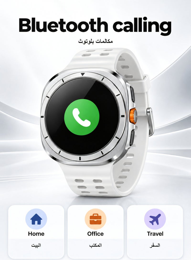 KALOBEE AMOLED Smart Watch Silver GPS Bluetooth Calling Heart Rate Monitor Fitness Tracker with Multiple Straps for Men and Women - Image 3