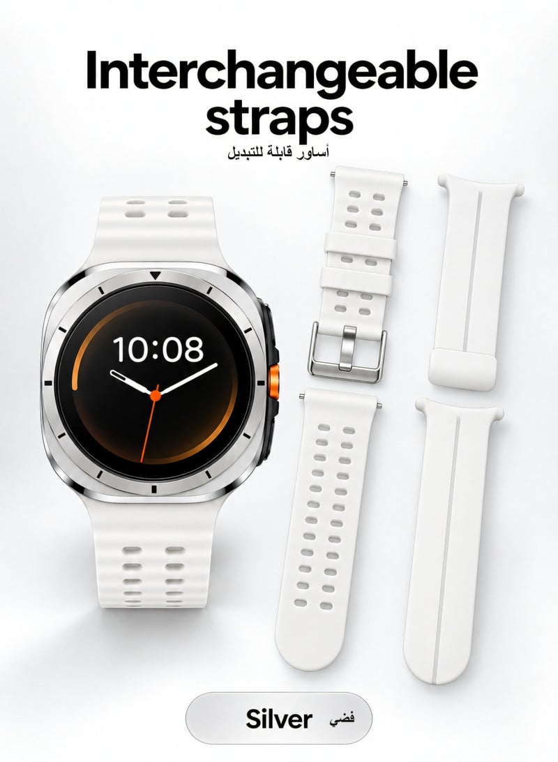 KALOBEE AMOLED Smart Watch Silver GPS Bluetooth Calling Heart Rate Monitor Fitness Tracker with Multiple Straps for Men and Women - Image 5