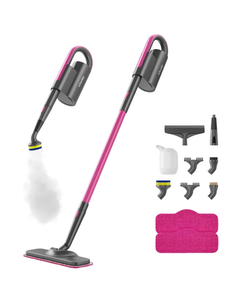 schenley Schenley Steam Mop Cleaner with Detachable Handheld Steamer for Cleaning Hardwood Laminate Floor Tiles and Grout with 7in1 Multipurpose Accessories and Washable Microfiber Pads 