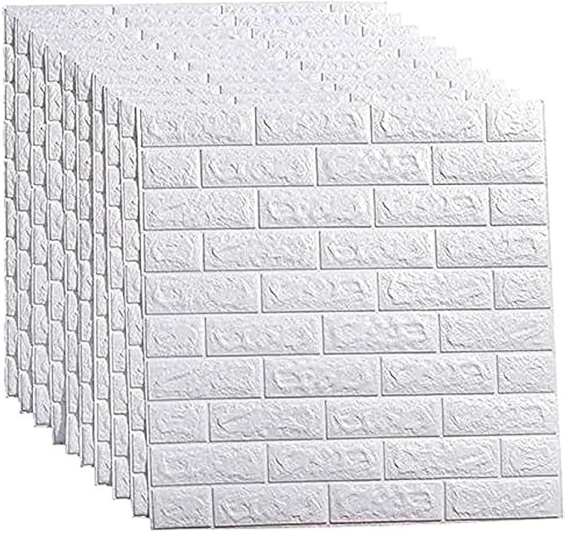 maky store 3D Wall Panels Self Adhesive PE Foam Waterproof Wallpaper for Living Room TV Wall (10pcs Brick Molding 58 Sq.ft)