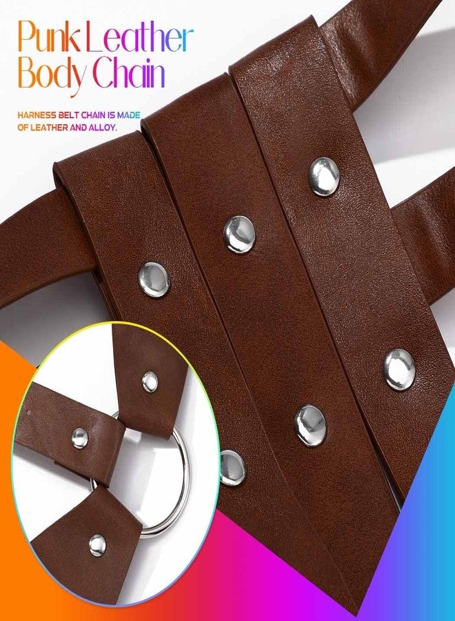 CLOACE Punk Leather Body Harness Belt Goth Rave Halloween Body Accessories for Women (Brown) - Image 5