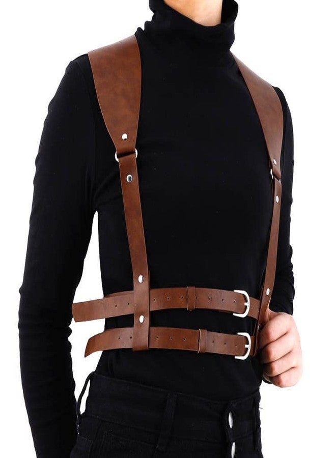 CLOACE Punk Leather Body Harness Belt Goth Rave Halloween Body Accessories for Women (Brown) - Image 4