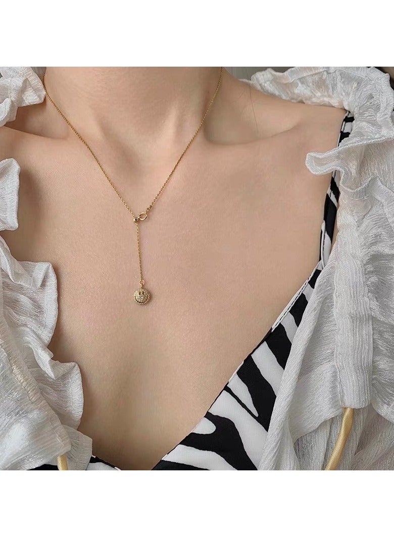 بندنت سمايل أنيق مع قلادة من النحاس ومطلية بالذهب عيار 14 مع لؤلؤة طبيعية، قلادة متعددة الاستخدامات، مثالية للحفلات والهدايا في أعياد الميلاد - Image 4