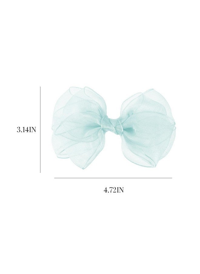 melyde Green Bow Hair Clips 4.72 Inch Mesh Tulle Hair Bows Handmade Boutique Hair Accessories For Kids Girls Women Birthday Holiday Party - Image 4