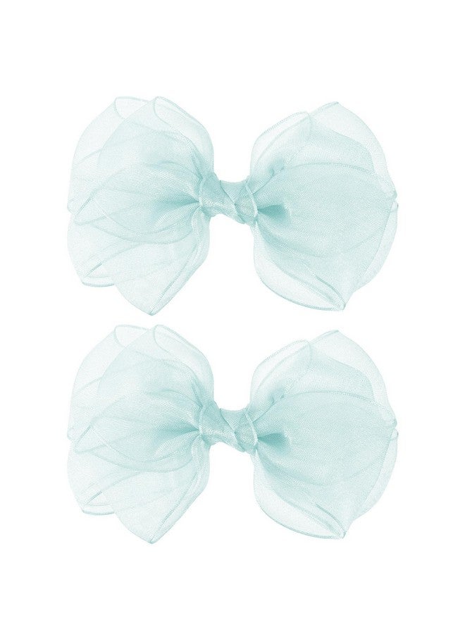 melyde Green Bow Hair Clips 4.72 Inch Mesh Tulle Hair Bows Handmade Boutique Hair Accessories For Kids Girls Women Birthday Holiday Party - Image 1