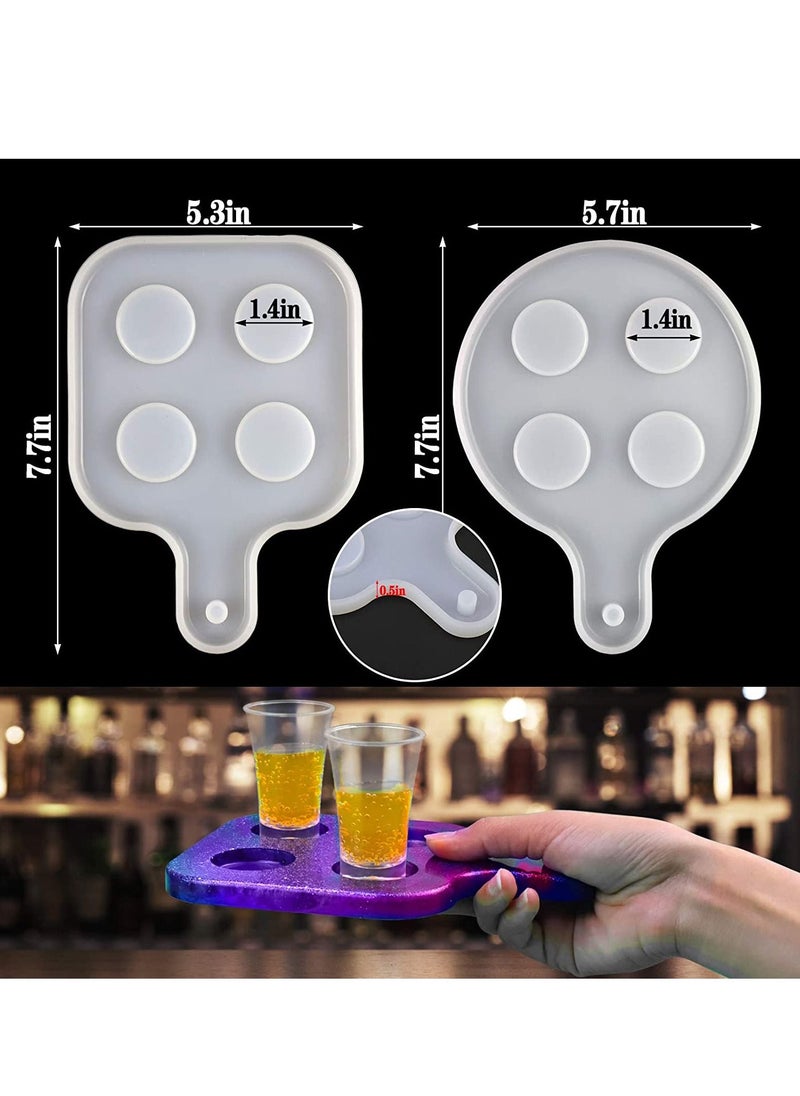 SYOSI - 2pcs Shot Glass Serving Tray Resin Mold, 8 Holes Silicone Glass Holder/Flight Paddle Serving Board Epoxy Casting Mold for Party Home Deco, Making Resin Kits for Beginners with Molds - Image 1