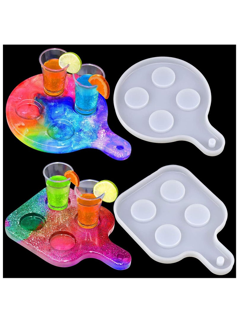 SYOSI - 2pcs Shot Glass Serving Tray Resin Mold, 8 Holes Silicone Glass Holder/Flight Paddle Serving Board Epoxy Casting Mold for Party Home Deco, Making Resin Kits for Beginners with Molds - Image 1