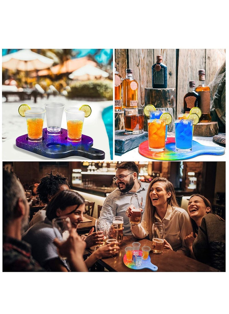 SYOSI - 2pcs Shot Glass Serving Tray Resin Mold, 8 Holes Silicone Glass Holder/Flight Paddle Serving Board Epoxy Casting Mold for Party Home Deco, Making Resin Kits for Beginners with Molds - Image 1