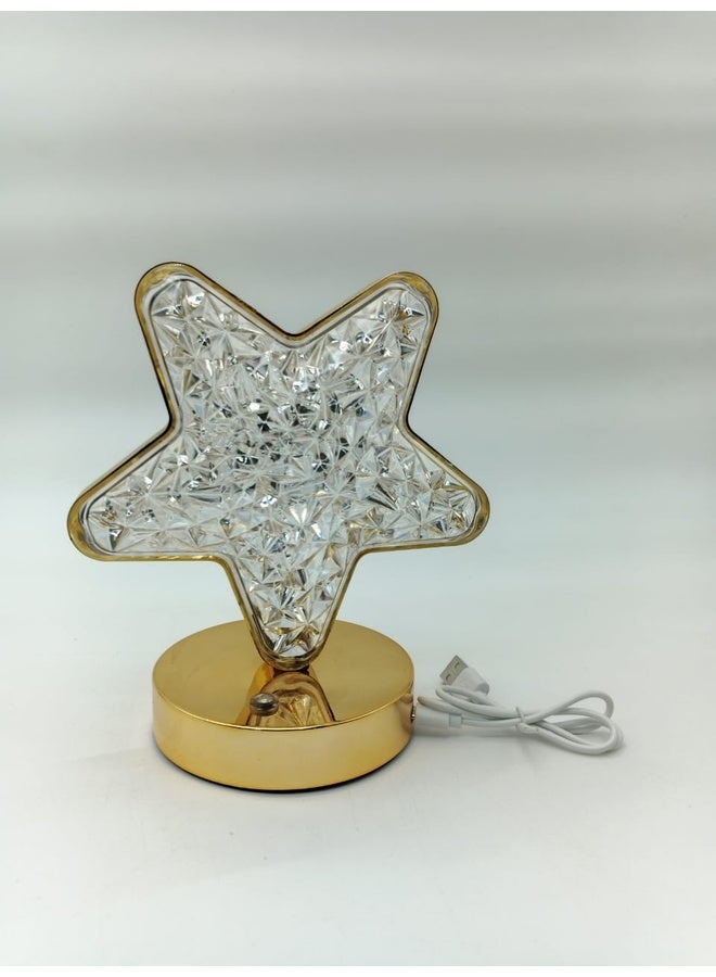 Genaric مصباح ليلي أنيق على شكل نجمة من الكريستال بقاعدة ذهبية - يعمل بمنفذ USB - Image 1