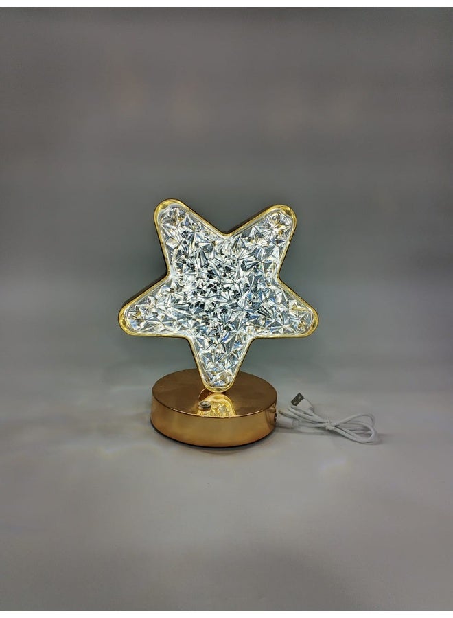 Genaric مصباح ليلي أنيق على شكل نجمة من الكريستال بقاعدة ذهبية - يعمل بمنفذ USB - Image 4