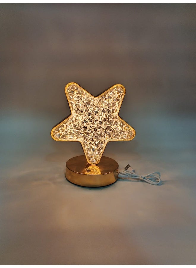 Genaric مصباح ليلي أنيق على شكل نجمة من الكريستال بقاعدة ذهبية - يعمل بمنفذ USB - Image 2