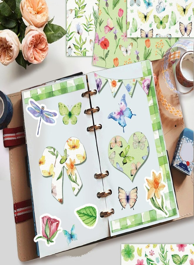 Konsait 24 Sheets Double Sided Spring Scrapbook Paper 12x12 Flower Pattern Paper Butterfly Spring Green Craft Decorative Cardstock for Card Making Scrapbooking Supplies - Image 4