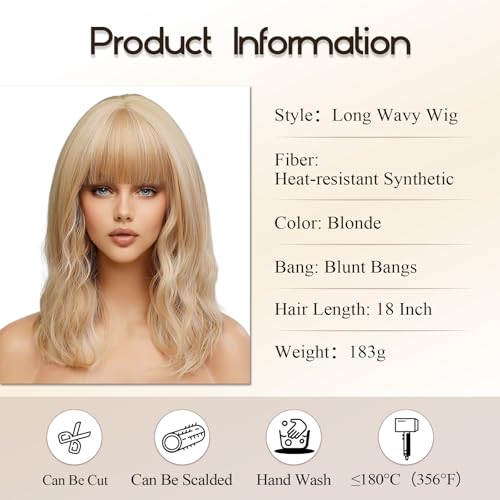 EMMOR Short Curly Wigs with BangsWavy Bob Wigs for Women Heat Resistant Synthetic Wigs Shoulder Length Wigs Natural Looking Mixed Blonde - Image 4
