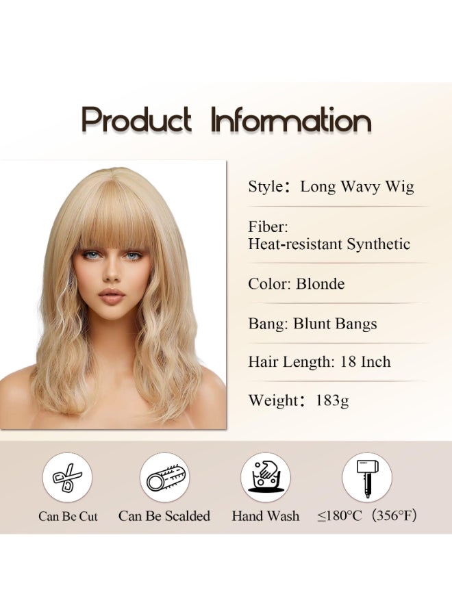 EMMOR Short Curly Wigs with BangsWavy Bob Wigs for Women Heat Resistant Synthetic Wigs Shoulder Length Wigs Natural Looking Mixed Blonde - Image 5