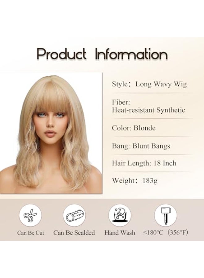 EMMOR Short Curly Wigs with BangsWavy Bob Wigs for Women Heat Resistant Synthetic Wigs Shoulder Length Wigs Natural Looking Mixed Blonde - Image 3