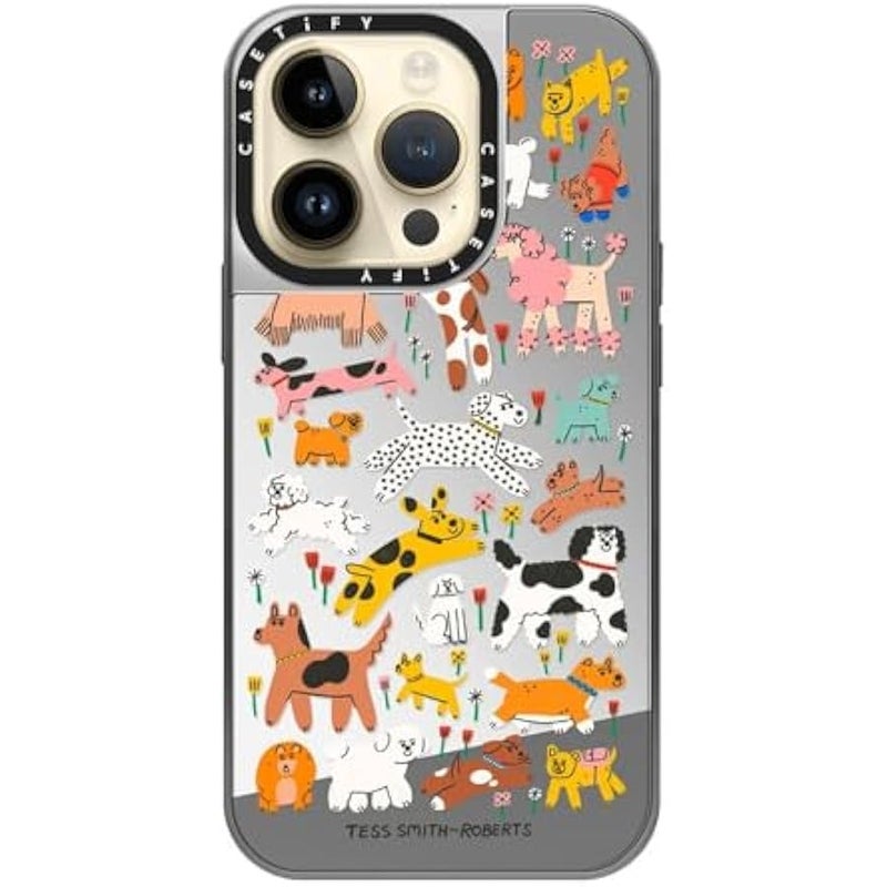 Casetify Mirror Case for iPhone 14 Pro Compatible with Magsafe - Dogs - Silver on Silver - Image 4