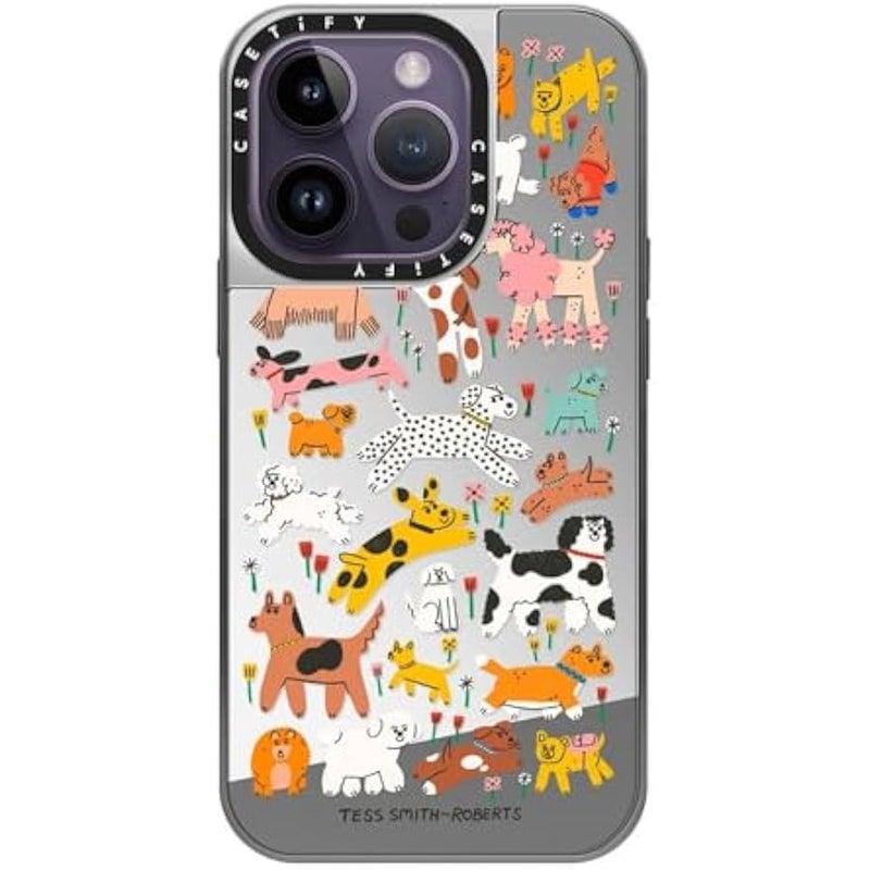 Casetify Mirror Case for iPhone 14 Pro Compatible with Magsafe - Dogs - Silver on Silver - Image 2