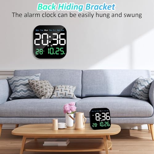 HVG TRADERS Digital Wall Clock Large Display Digital Clock Led Wall Clock Electronic Wall Clock with Temperature Large Display Calendar Day Clock for Bedroom Office (Square Wall Clock) - Image 5