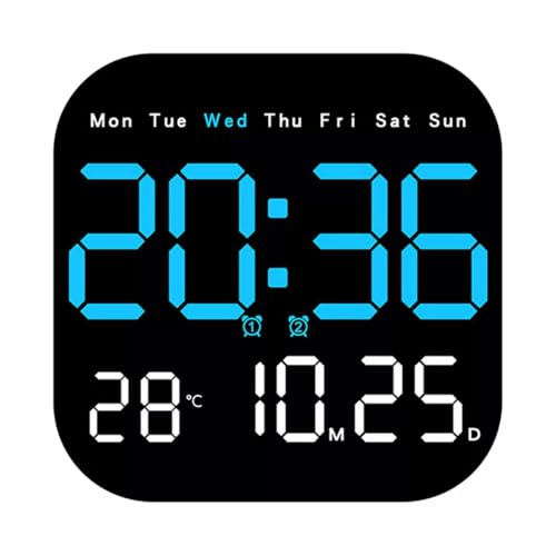 HVG TRADERS Digital Wall Clock Large Display Digital Clock Led Wall Clock Electronic Wall Clock with Temperature Large Display Calendar Day Clock for Bedroom Office (Square Wall Clock) - Image 1