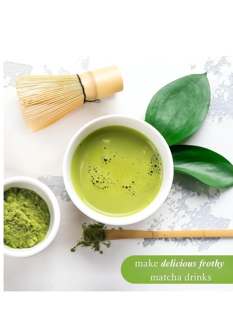 فلاي هسو طقم شاي ماتشا مكون من 4 قطع، طقم خفق ماتشا، وعاء سيراميك ماتشا، خفق ماتشا، حامل خفق أبيض، مغرفة تقليدية، مجموعة مثالية لأداة تقليدية من ماتشا，"مناسبة جدا لجمع شمل الأسرة"<مناسبة جدا لجمع شمل الأسرة>; (وردي وأبيض) - Image 5