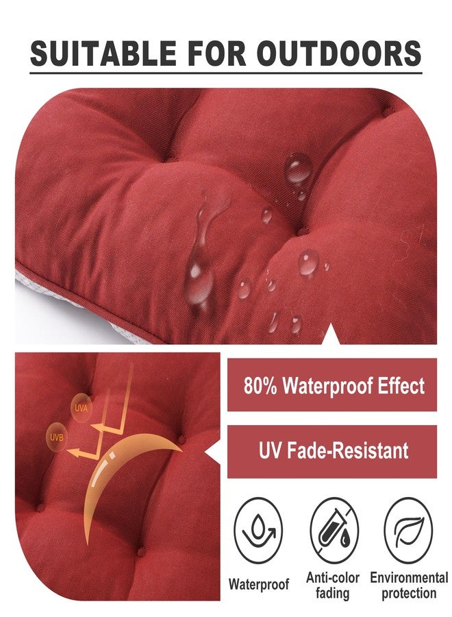 Battilo Chair Cushions Set of 2 for Dining Chairs, Seat Cushions for Kitchen Chairs with Non-Slip Backing, Indoor/Outdoor Waterproof Chair Seat Pads with Ties, 15.5"x15.5"x4", Red - Image 4