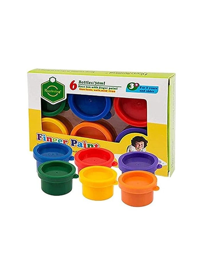 Keep Smiling 6 Colors Non-Toxic Washable Finger Paint Set for Kids, 30.0 ml - Multicolor