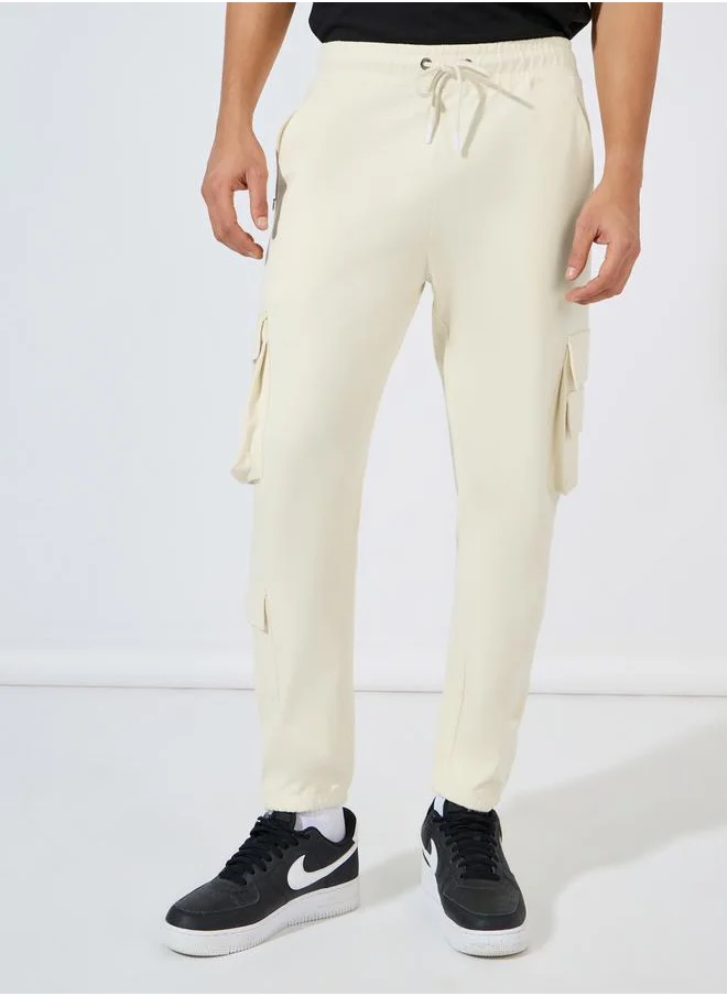 Styli Solid Cargo Joggers with Zipper Pocket