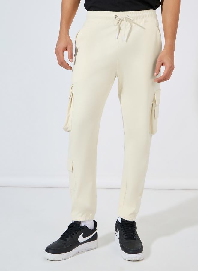 Styli Solid Cargo Joggers with Zipper Pocket  - Image 1