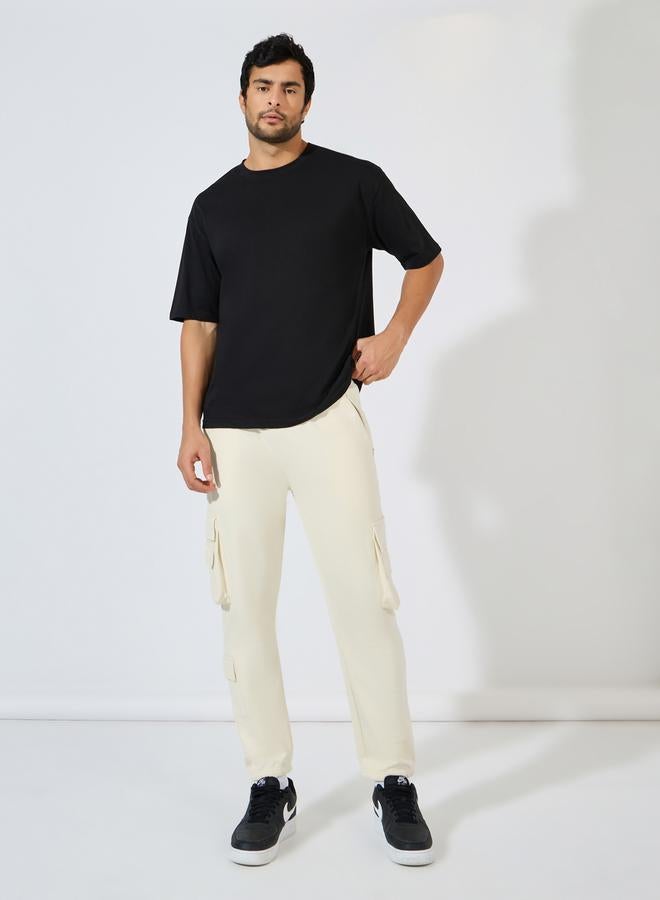 Styli Solid Cargo Joggers with Zipper Pocket  - Image 2
