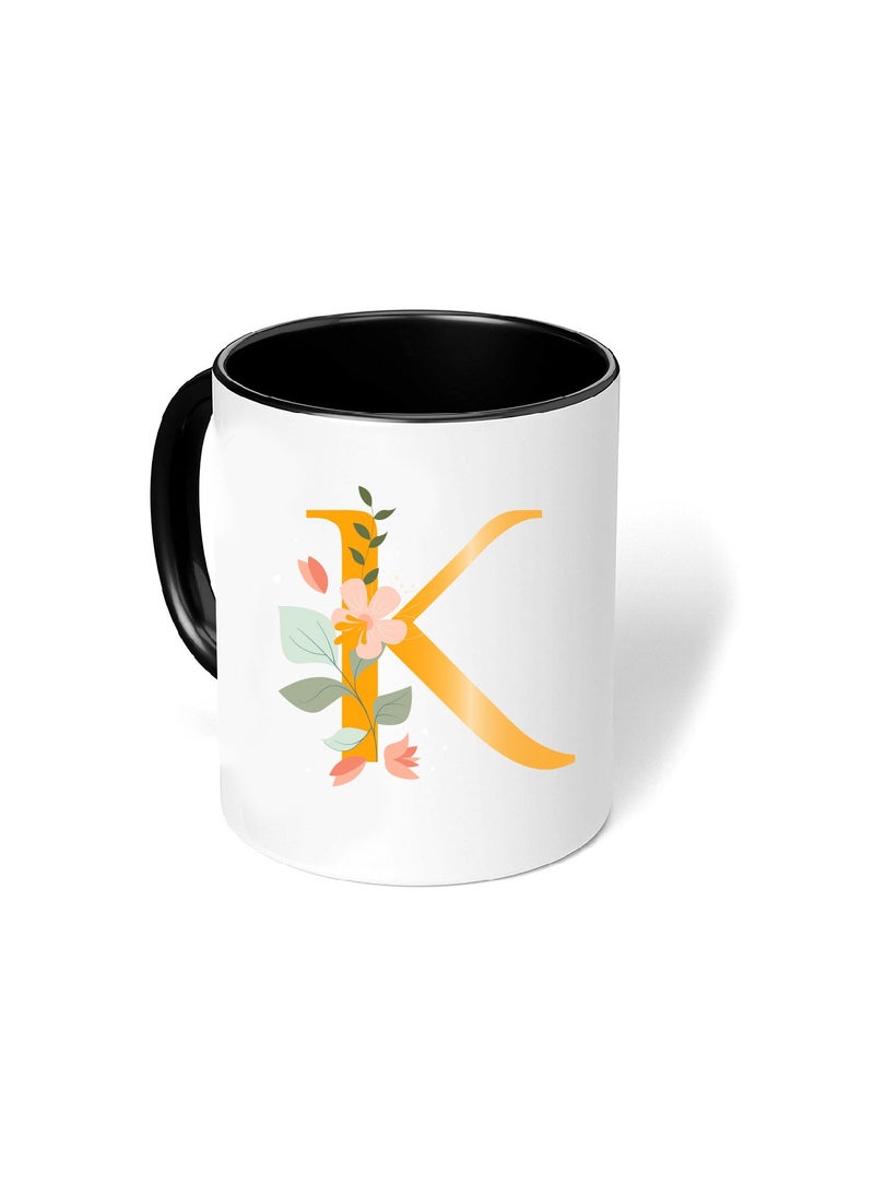 PRINTSHOP4ME - Monogram Initial Ceramic Black Coffee Mug | Glossy Black Mug - Gift For Family Members And Friends - Image 1