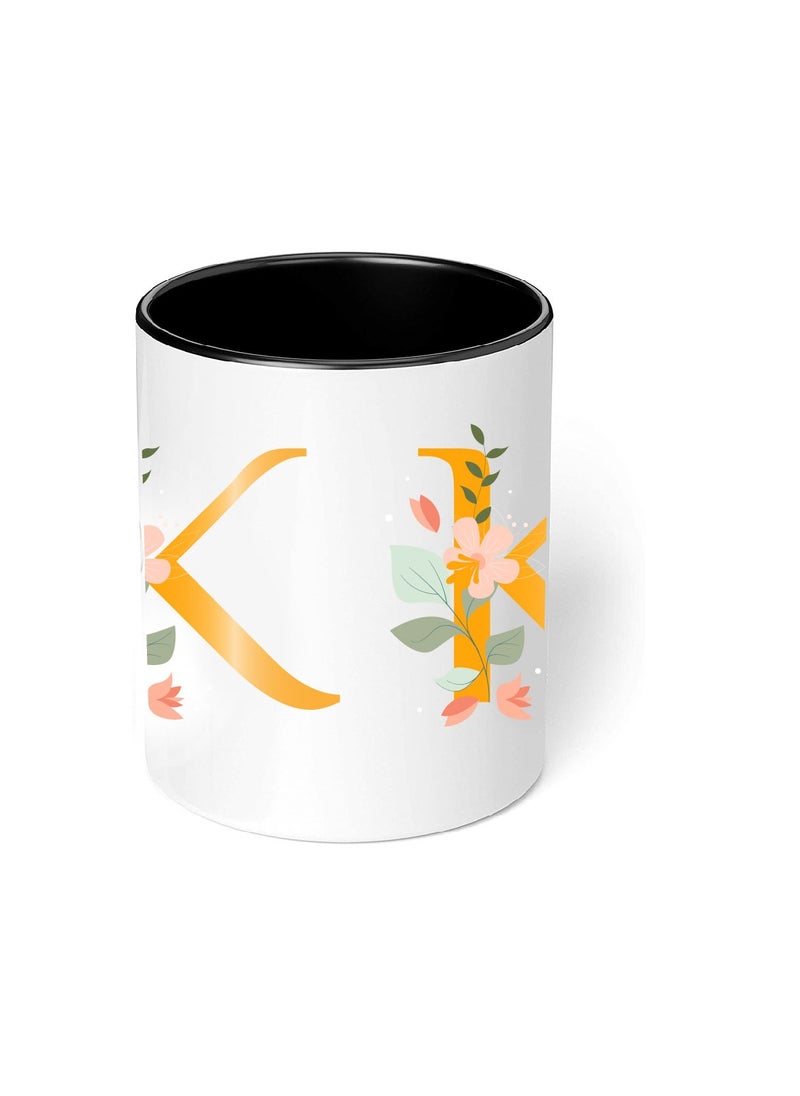 PRINTSHOP4ME - Monogram Initial Ceramic Black Coffee Mug | Glossy Black Mug - Gift For Family Members And Friends - Image 1