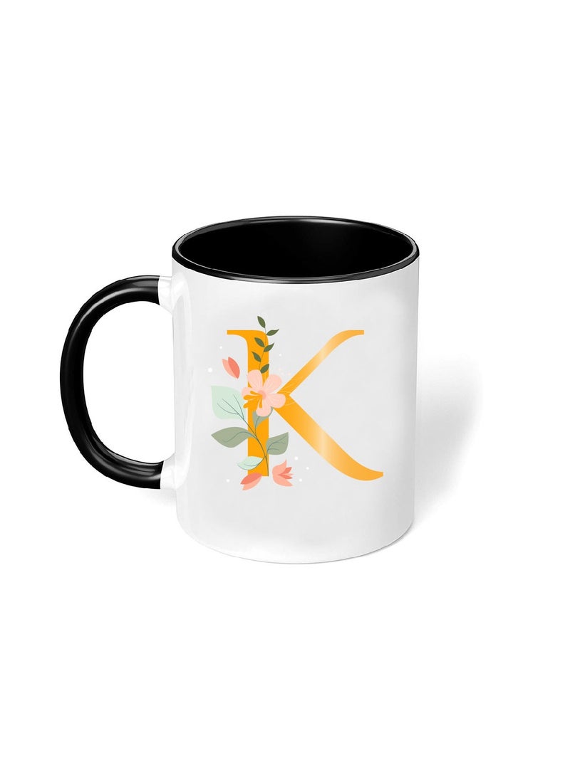 PRINTSHOP4ME - Monogram Initial Ceramic Black Coffee Mug | Glossy Black Mug - Gift For Family Members And Friends - Image 1
