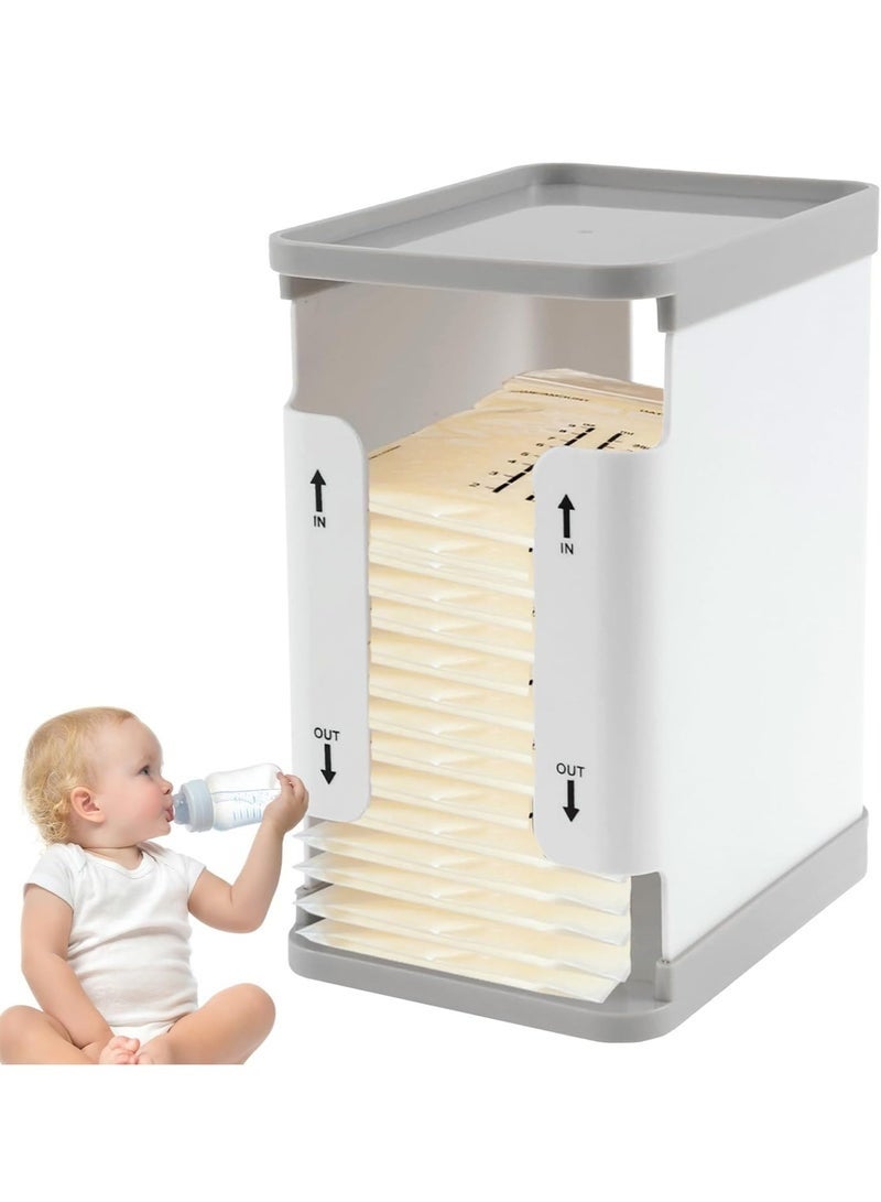 Arabest حاوية تخزين حليب الثدي 20.5×16.5×12 سم صندوق تنظيم أكياس حليب الثدي المسطحة القابلة لإعادة الاستخدام لوازم الرضاعة الطبيعية برج تخزين حليب الثدي صندوق تنظيم حليب الثدي للثلاجة - Image 1