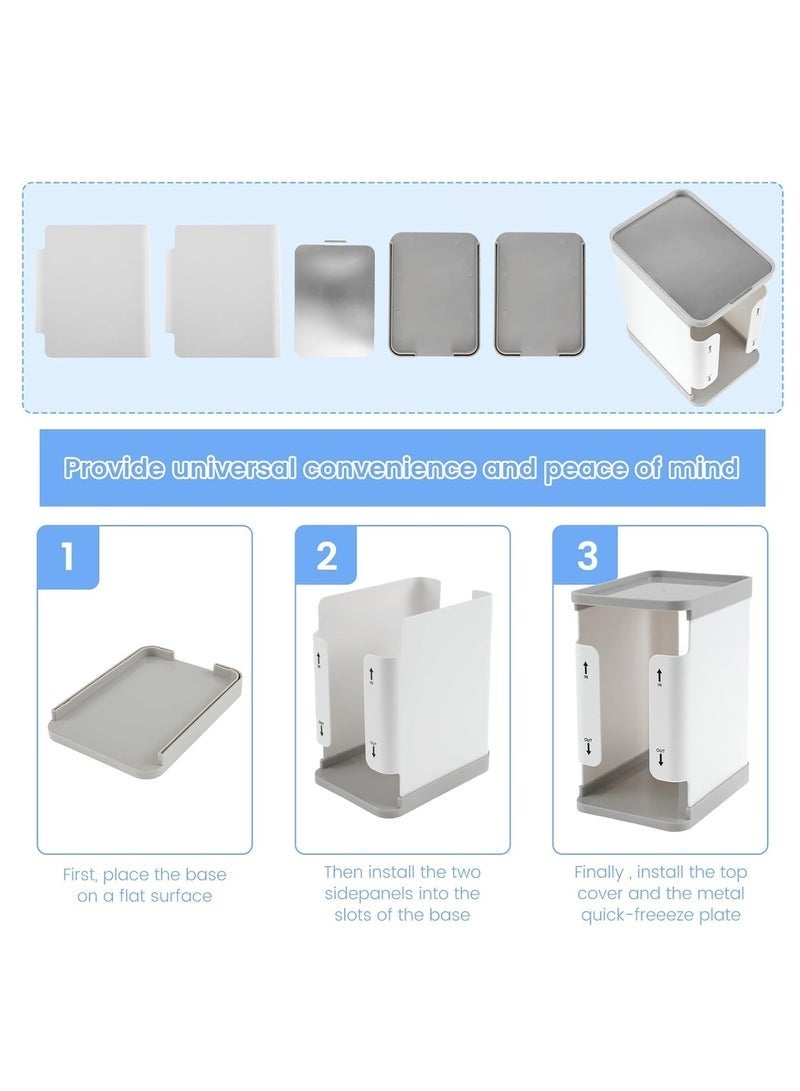 Arabest حاوية تخزين حليب الثدي 20.5×16.5×12 سم صندوق تنظيم أكياس حليب الثدي المسطحة القابلة لإعادة الاستخدام لوازم الرضاعة الطبيعية برج تخزين حليب الثدي صندوق تنظيم حليب الثدي للثلاجة - Image 3