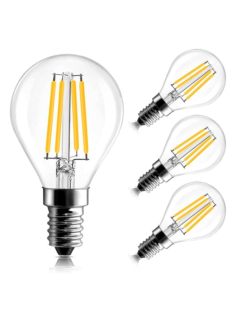 Excefore LED E14 Bulb Small Edison Screw Golf Ball P45 Bulb 4W Dimmable E14 G45 SES LED Filament Bulb Cool White 6000K Vintage Mini Globe Round Light Bulb 40W Incandescent Bulb Equivalent (4 Pack) - Image 1