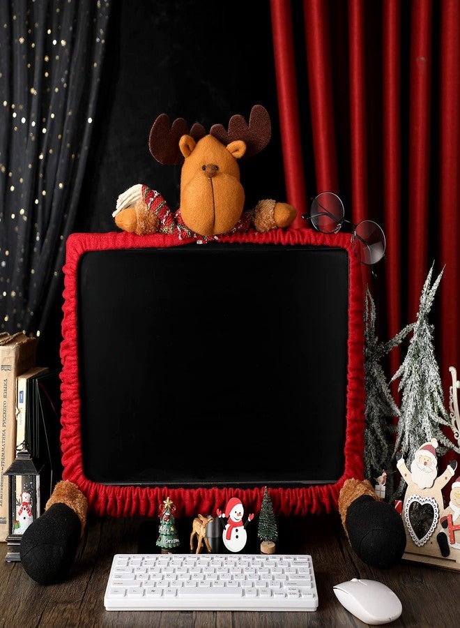 اودين غطاءان لشاشة الكمبيوتر بتصميم عيد الميلاد، زينة مكتبية لعيد الميلاد، غطاء مرن لشاشة الكمبيوتر المحمول بتصميم غزال الرنة وسانتا كلوز، مناسب للمنزل والمكتب والمول والتصوير الفوتوغرافي، هدايا العطلات - Image 2